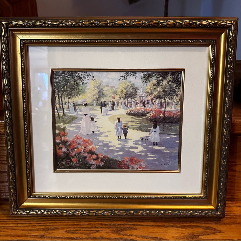 SALE!!! Christa Kieffer Carousel Park in golden frame litho. 7